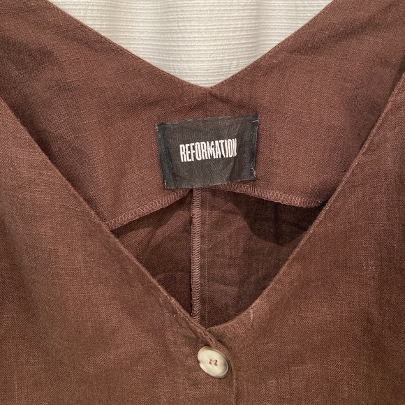 Reformation Brown Linen Mini Dress - Picture 5 of 8